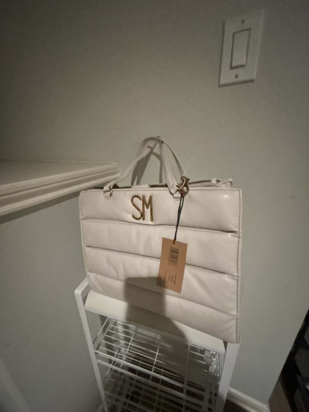 Steve Madden Quilted Shoulder Bag White